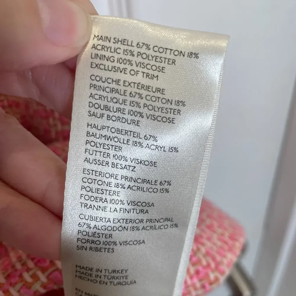 Anthropologie Maeve Tweed Mini Dress Collared Pink Cream Preppy Retro NWT 12 - Picture 6 of 7